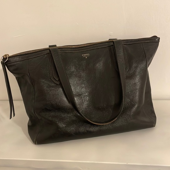 Fossil Handbags - Fossil Leather Tote Bag Black